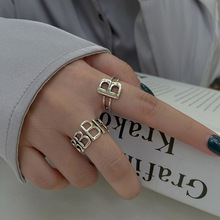 韩国新款流行简约B字母造型戒指女 ins潮复古设计感网红手饰