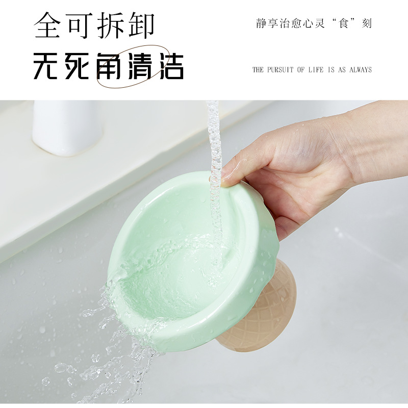 Tazón de cerámica para gatos Tazón para mascotas Tazón de helado Pie alto Diagonal Protección para el cuello Anti-volcado Tazón de comida para gatos Tazón para beber Tazón para perros al por mayor