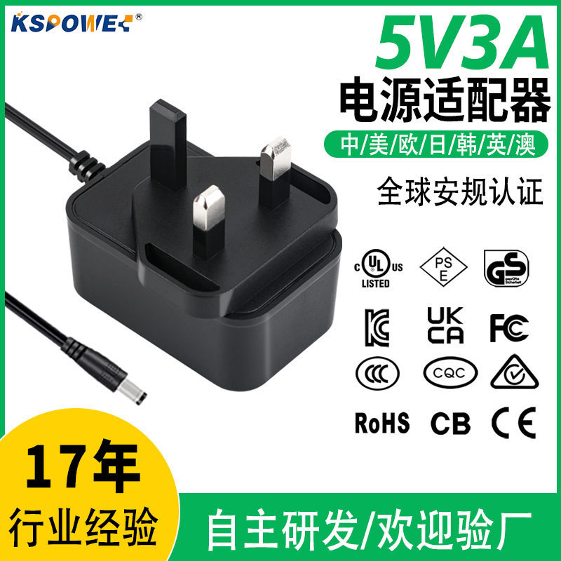 Manufacturer Wholesale 5V3A Power Adapter 3C/Cqc Certified 15W Wall-Mounted Small Appliance Power Adapter 5V