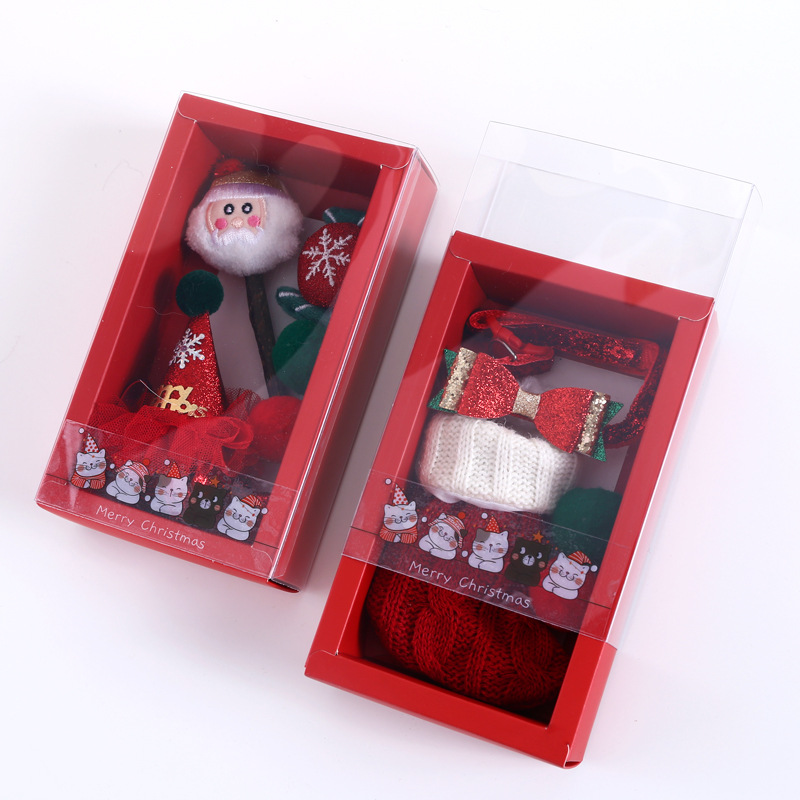 Mascotas de Navidad sombreros collares gatos hierba campana juguetes bola gatos perros accesorios cajas de regalo set de comercio exterior caja