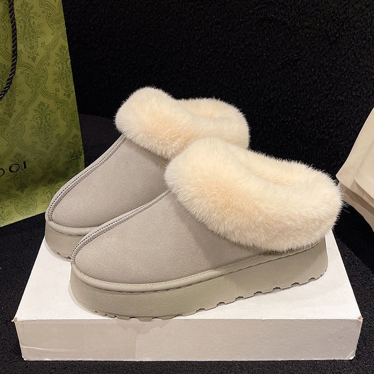 Thick snow boots for men and women in winter plus fleece thickened warm comfort to wear casual woolen shoes large size_voghion.com