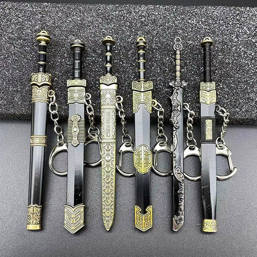 Chinese Ancient Han Sword Qin Shihuang Sword Ruyi Sword Yue Wang Sword 12cm ancient sword model small weapon ornament keychain