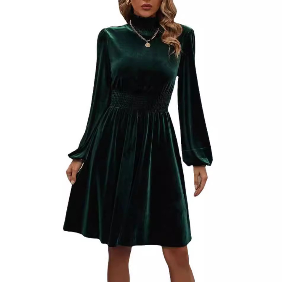 fashionable elegant solid color velvet long-sleeve