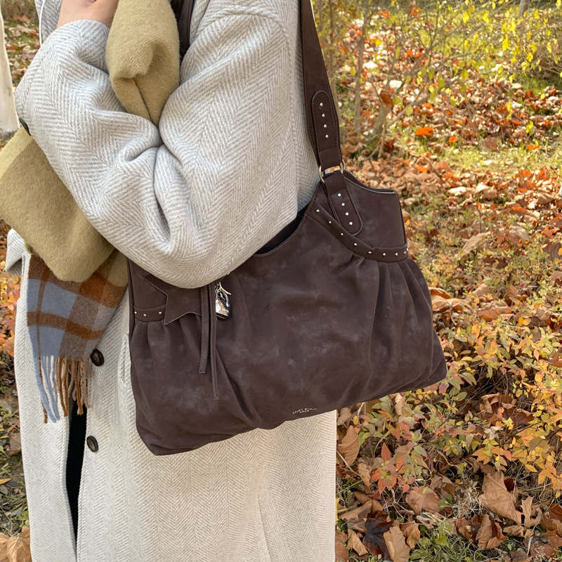 Otoño y invierno transfronterizos estilo coreano lazo bolso de hombro de gran capacidad retrógrado mate bolso especial bolso de nicho plegable