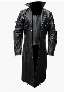 2024新款wish 长款 欧美男士机车大码皮衣夹克男装图片