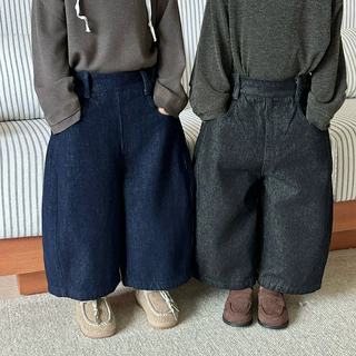 佳叶童品2026儿童秋季新款磨毛牛仔裤男女宝森系复古西装裤九分裤