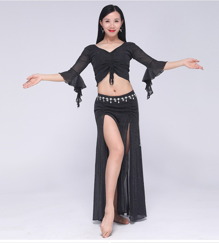 New summer belly dance tops plus size practice clothes suit oriental dance clothes performance clothes slimming