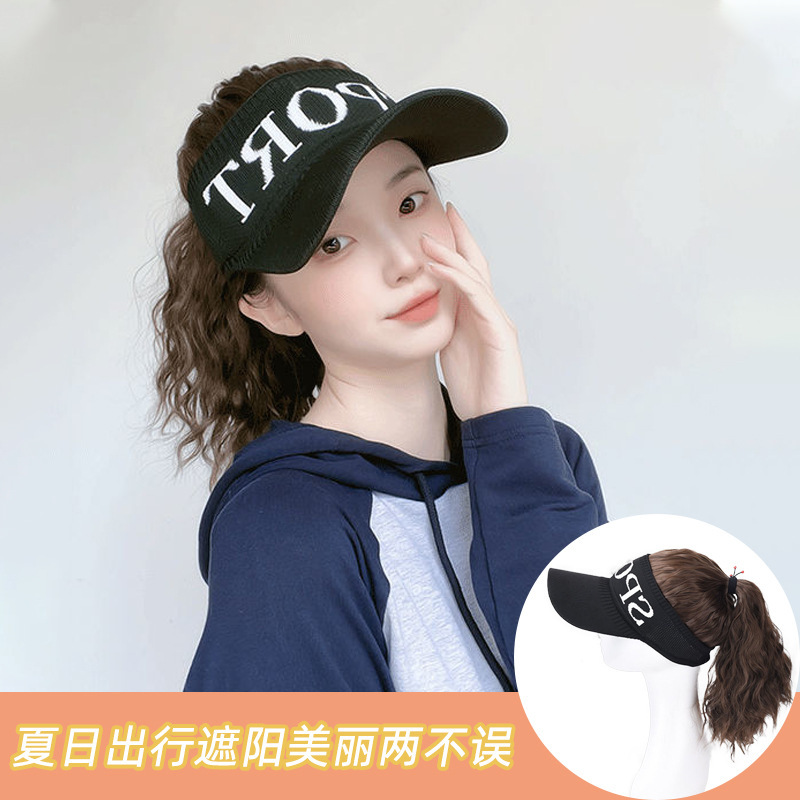 Wig hat ponytail fashion women's online popular summer sunshade 2022 new fashion wig ponytail