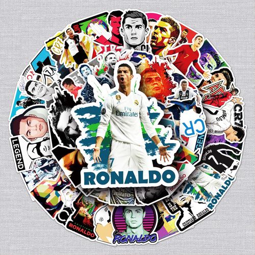 52 Football Star Cristiano Ronaldo Doodle Decal Sticker for Laptop Suitcase Phone Car Waterproof Sticker