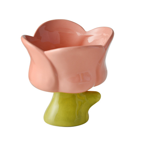 Tulip dessert bowl hand-made design hand-kneaded irregular hand-painted flower shape tea cup cereal bowl aromatherapy cup