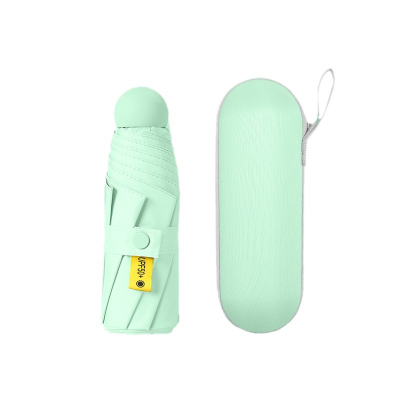 Paraguas plegable de cinco pliegues, doble uso para sol y lluvia, mini paraguas ligero tipo cápsula de bolsillo, protección solar, protección UV, paraguas para el sol, paraguas ultraligero.