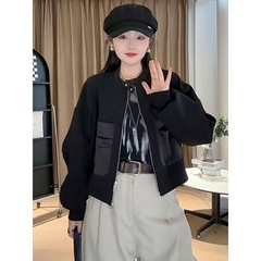 ヨーロッパの商品の春の服の新型のカジュアルな百合のレトロなショートコートの洋風のデザイン感のスタンドカラーの小さい女性のジャケットの上着