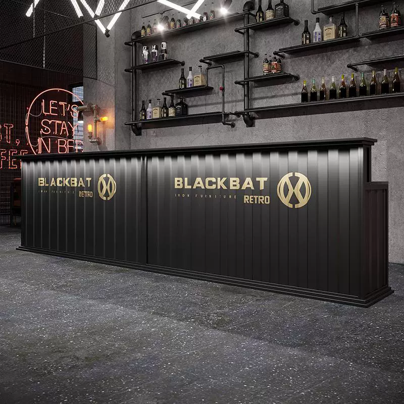 工业风吧台收银台奶茶店创意酒吧烧烤店健身房集装箱复古接待前台