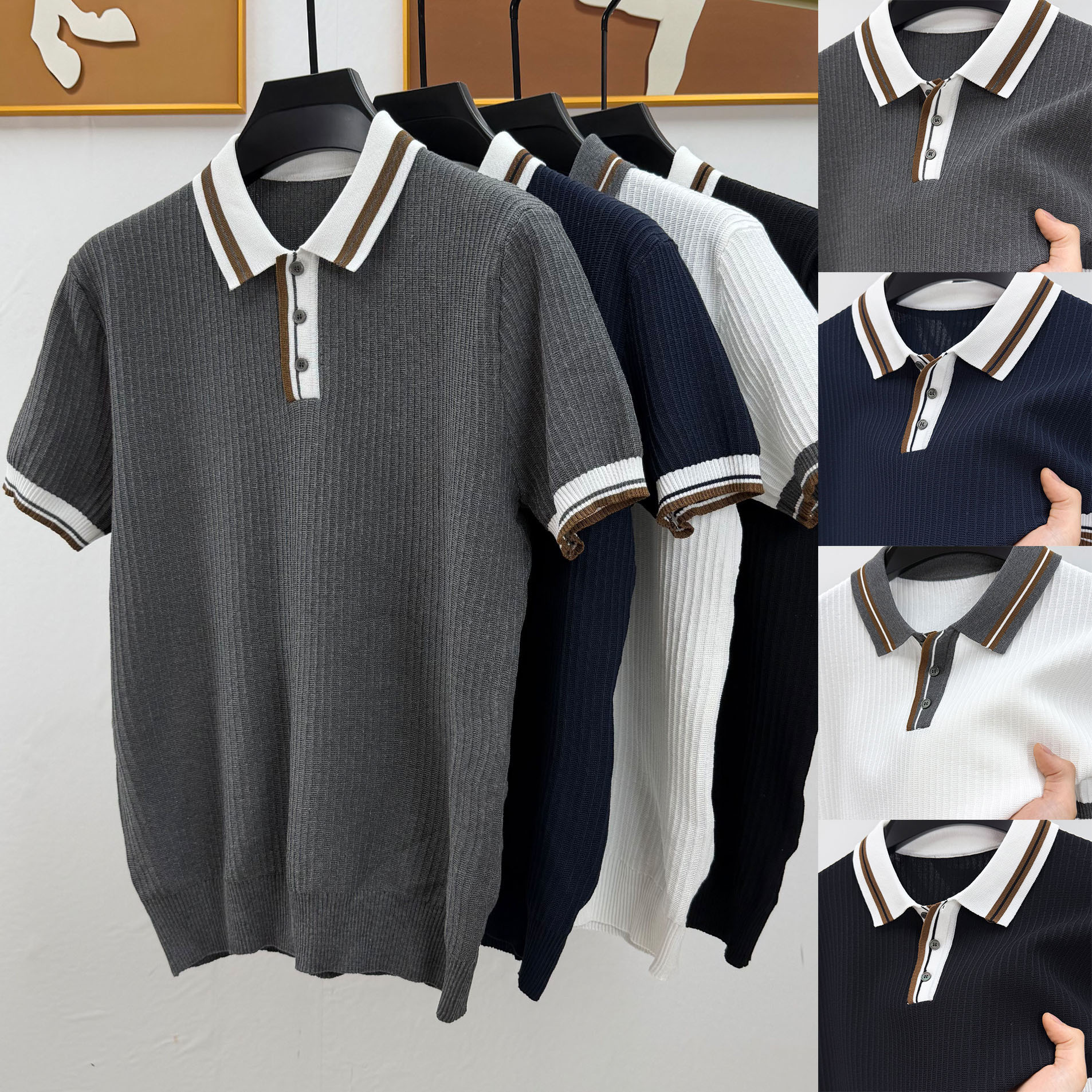 Camisas de polo de manga corta, camisetas de punto, camisetas comerciales de color, comercio exterior transfronterizo al por mayor