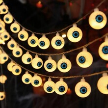 万圣节发光南瓜灯骷髅小灯串装饰品酒吧商场活动场景布置道具摆件