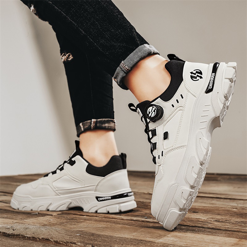 2024 otoño nuevo hombre bajo botón de botón giratorio Martin zapatos de cuero de moda casual zapatos deportivos de hombre