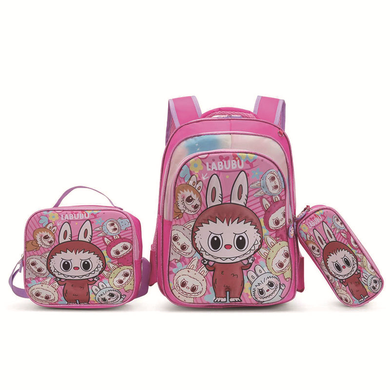 南美230D面料儿童书包16寸3D卡通拉杆三件套真丝双肩包透气防水