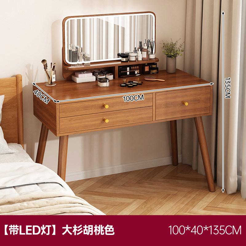 Xiangpei al por mayor dormitorio de apartamento pequeño, mesa de maquillaje de alta gama, espejo de maquillaje, tocador de lujo ligero integrado