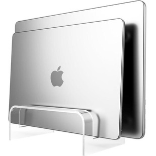 Acrylic transparent n-shaped 2-compartment laptop display stand for home office retail store