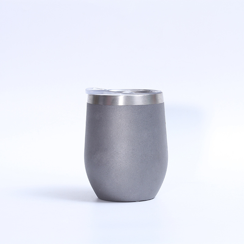 Cruz-frontera 12oz de acero inoxidable taza de cáscara de huevo de plástico-Rociado de doble capa de vacío rojo vino vidrio aislamiento frío-Mantenimiento en forma de U al por mayor