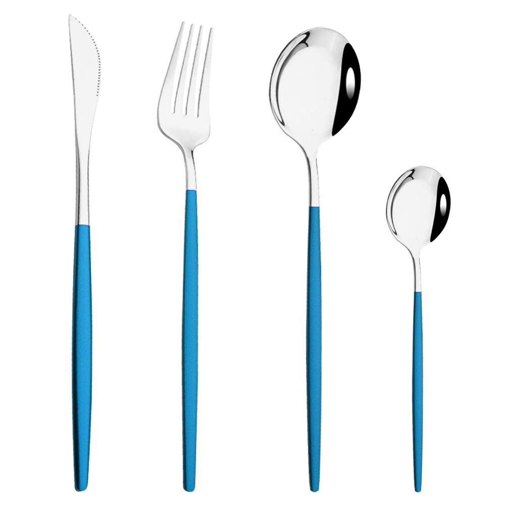 Vajilla de acero inoxidable portugués cuchillo de carne y tenedor portátil ins Hotel Occidental de oro occidental comida cuchillo y tenedor combinación