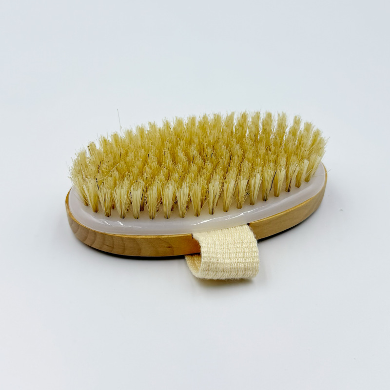 Lugar al por mayor artefacto de baño Cepillo de baño de limpieza de mango largo de madera maciza Cepillo de baño para frotar Cepillo de espalda para frotar Cepillo de baño de cerda de cerdo de pelo suave