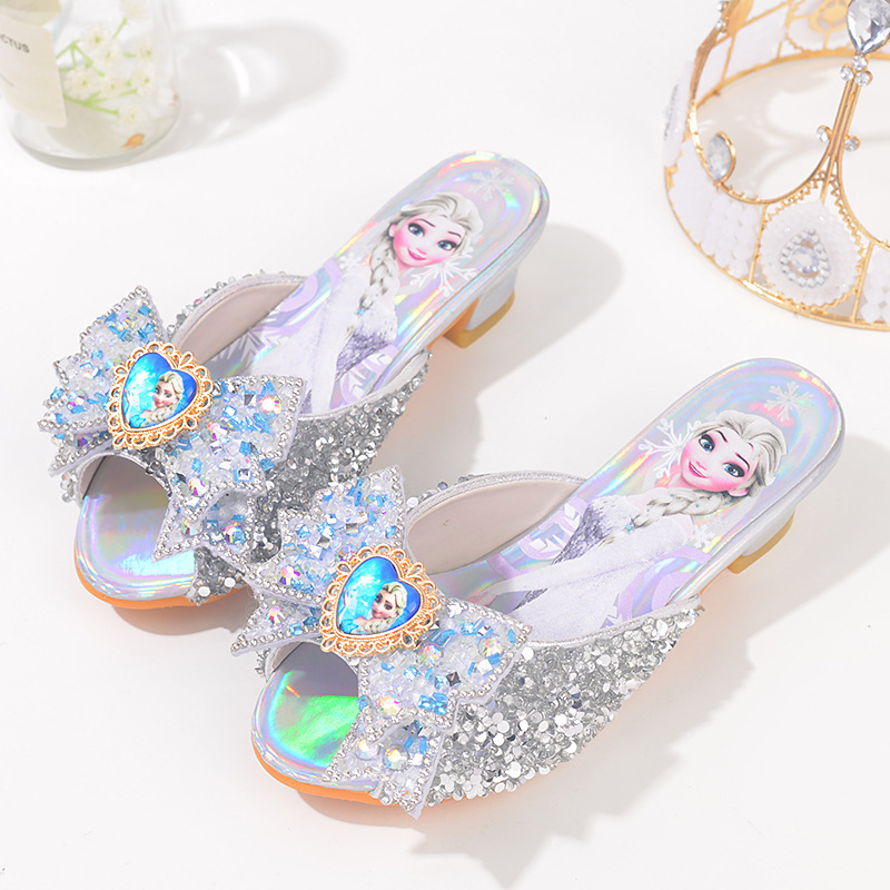 Frozen children's slippers 2023 new Aisha princess shoes children's cartoon girls' high heels Aisha shoes
