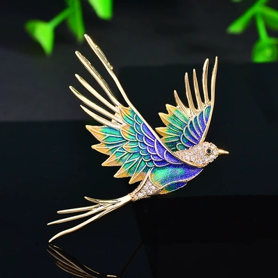 High-end Light Luxury Enamel Color Bird Brooch Niche Design Sense Personalized Micro Zirconium Pins Fashionable Exquisite Corsage (Yaxa sancaqları) - gold-xr14486
