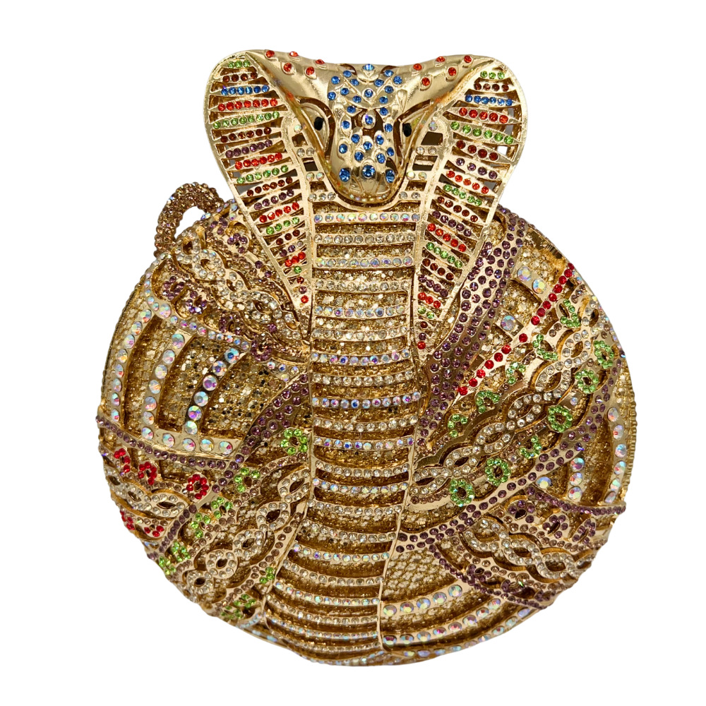 Cobra Rhinestone bolsa hueco cobra egipcio diamantes bolsas de banquete diamantes bolsas de mano de mujer
