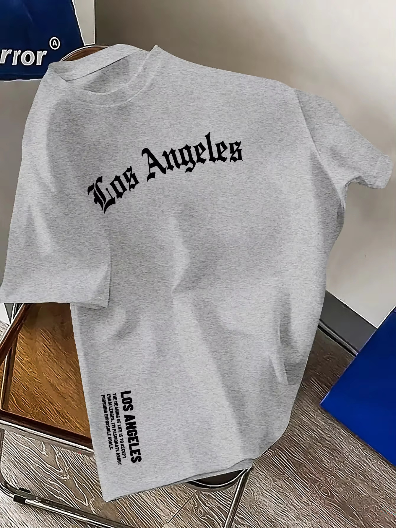 Herr t-shirt i bomull med los angeles tryck och lös passform_voghion.com