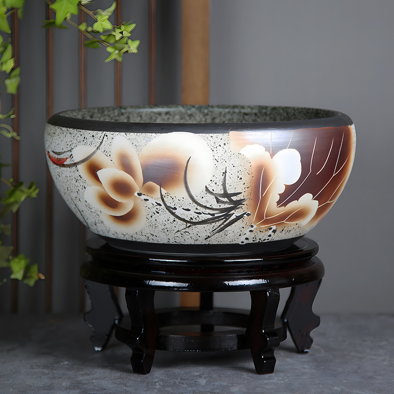 *金魚飼育用景徳鎮陶器大水槽、卸売亀鉢、水耕植物、睡蓮、蓮水槽、卓上飾り|undefined