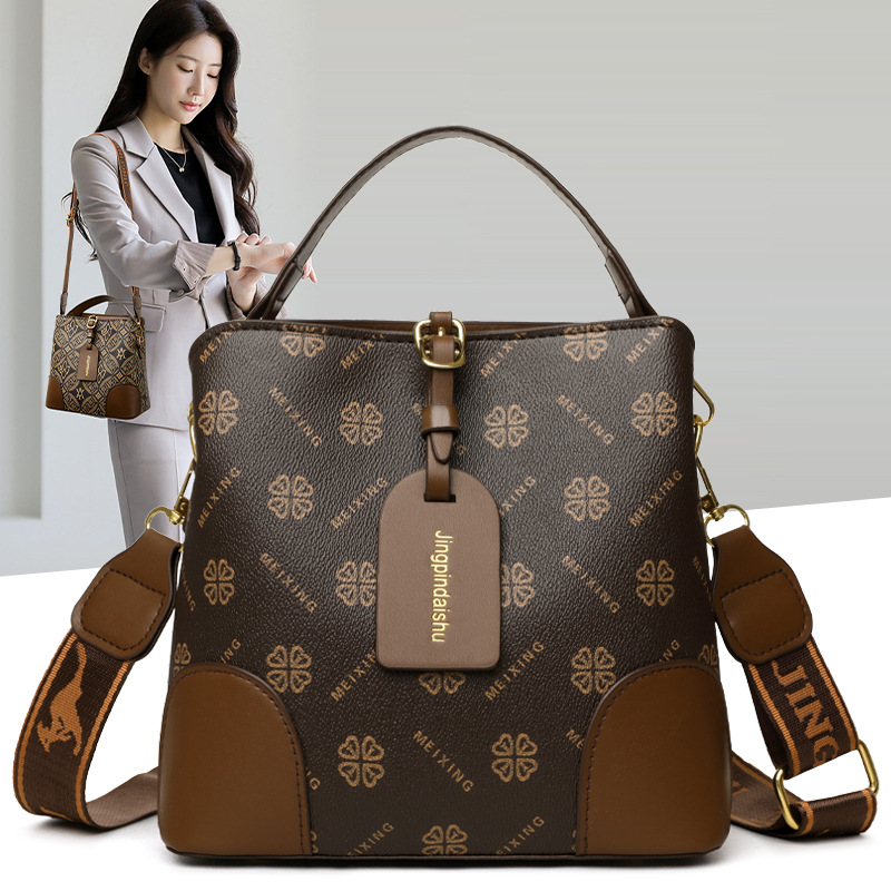 Hot-Selling French-Style Handbag Bucket Bag with a High-End Feel, Mother-Of-Pearl Print, Versatile Shoulder Bag for Commuting