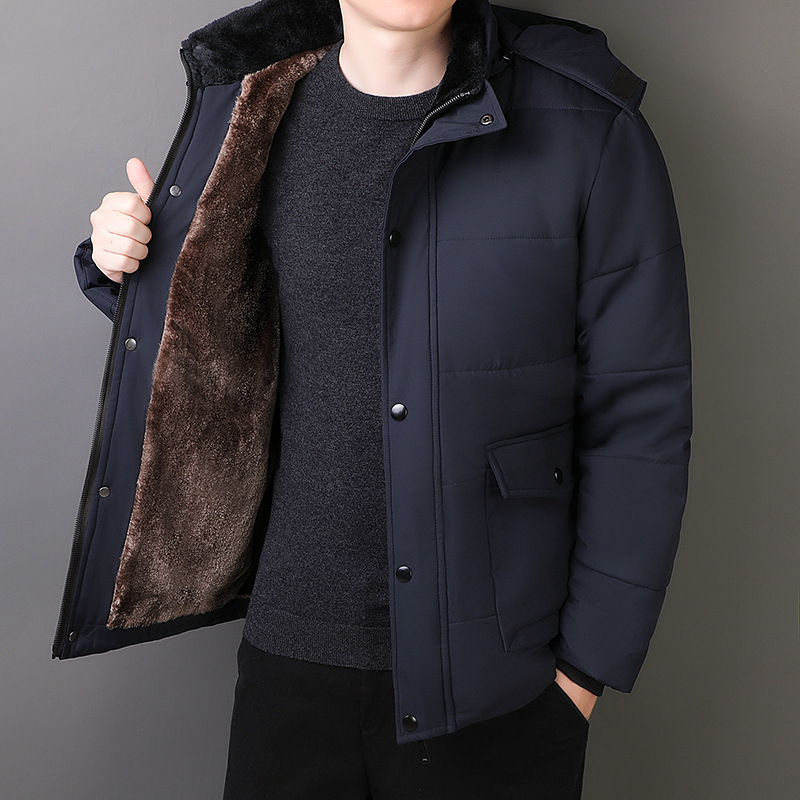 Ropa de algodón de mediana edad extra grande, ropa de hombre, ropa de invierno, ropa de algodón de terciopelo, abrigo grueso, chaqueta de algodón caliente, abuelo