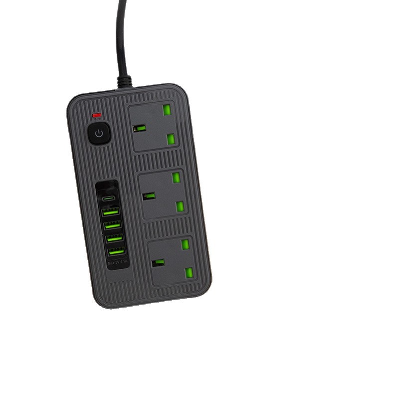 Y71# British Standard Ing Kong Dubai Arabia Saudita caja gris fondo negro 4USB + 1Type-c