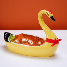 新中式鸭肠盘创意餐具密胺火锅店北京烤鸭特色 中式1个鹅肠盘塑料