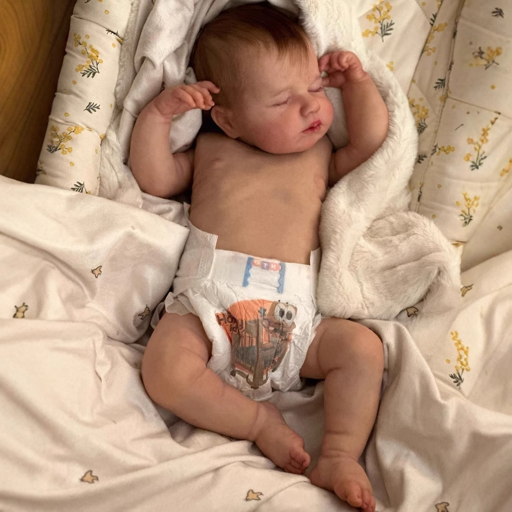 Muñeca bebé realista de 49 cm, LouLou, con piel 3D, cuerpo lavable, transfronteriza.