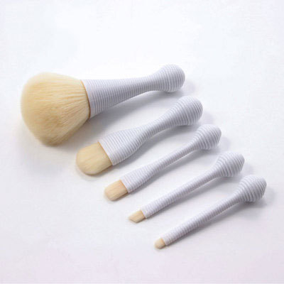 Vintage Style White Champagne Black Artificial Fiber Wooden Handle Plastic Handle Makeup Brushes 1 Set display picture 5