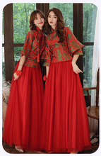 中式伴娘服中國風結婚婚禮禮服紅色姐妹裙閨蜜套裝古典長款禮服