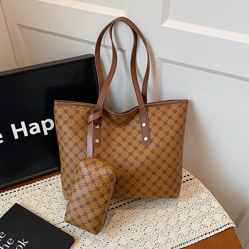 Commuting Large-Capacity Mother-In-Law Bag 2025 New Korean Style Shoulder Bag Plaid Printed Tote Bag High-End Handbag