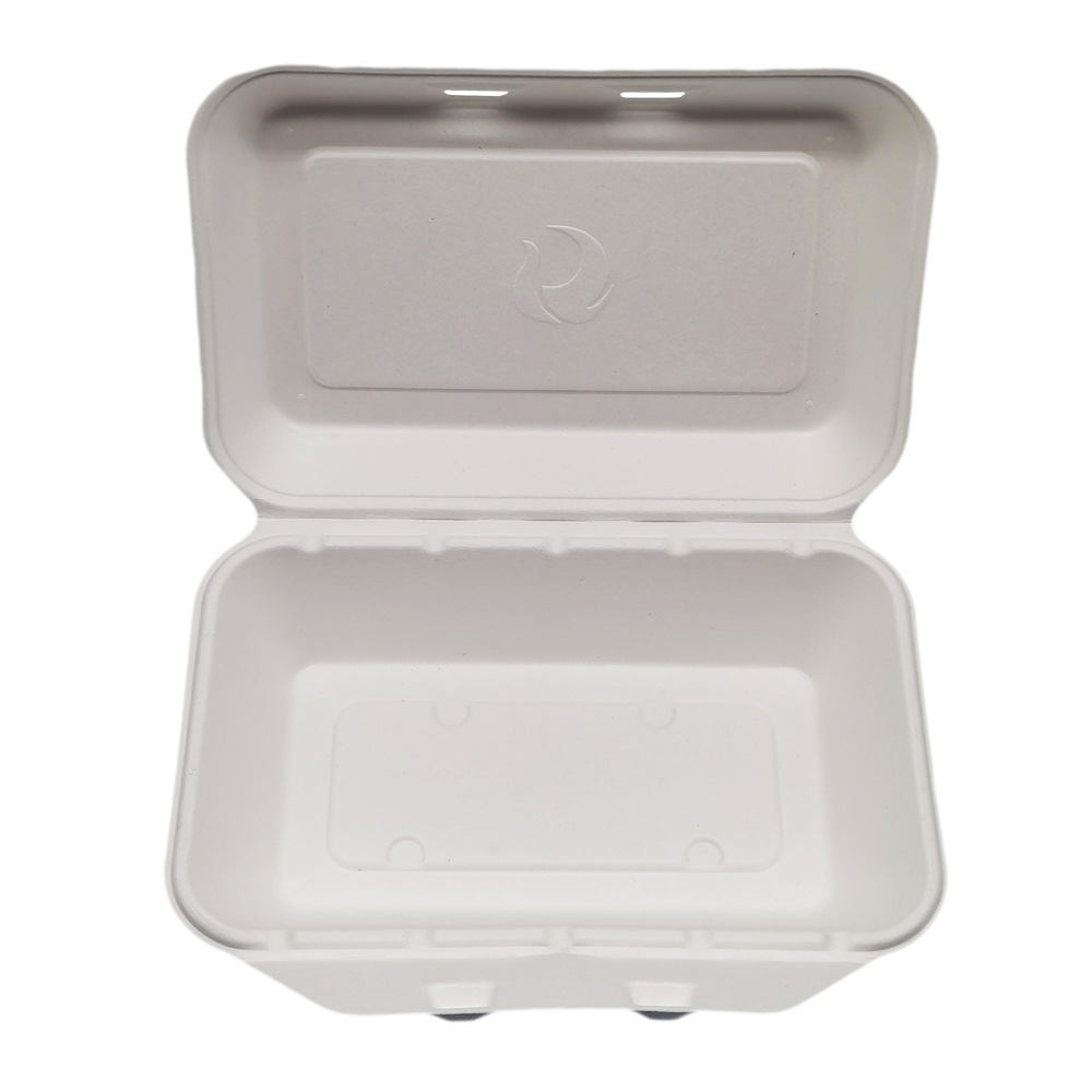 Caja de bloqueo de pulpa de caña de azúcar verde fábrica al por mayor protección ambiental vajilla desechable cartón de pulpa compostable degradable