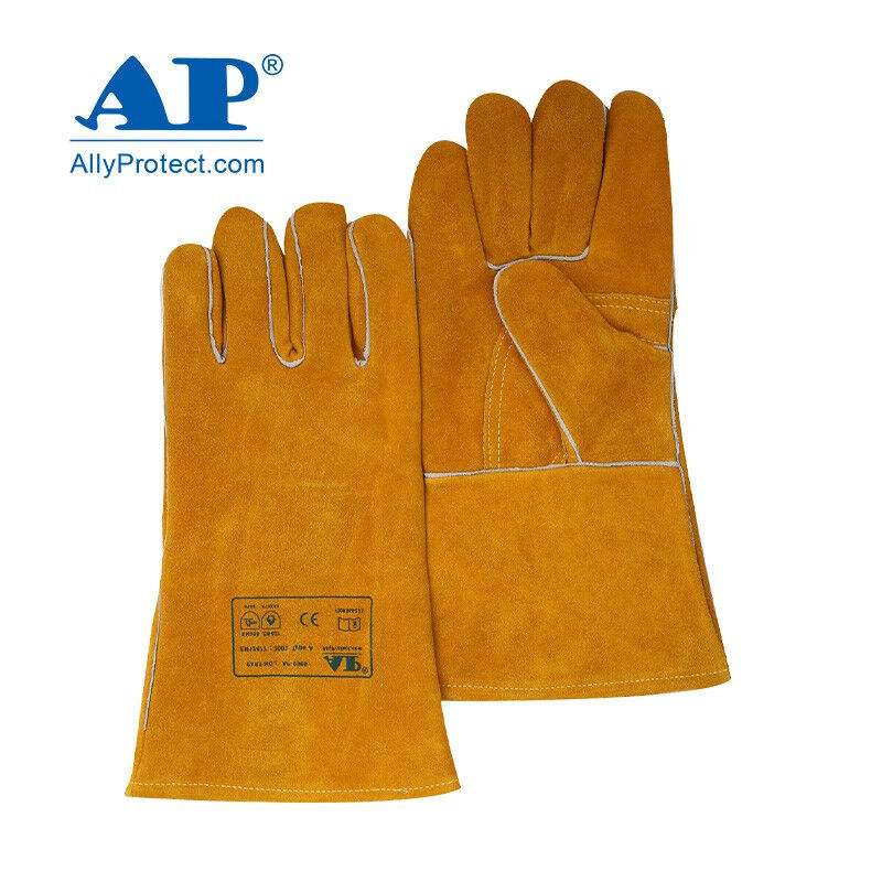 友盟AP-0909全皮电焊手套 耐磨耐高温隔热防火焊工烧焊用牛皮手套