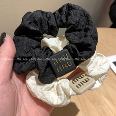 Luxury Letter M1U French-style large intestine hair tie, trendy retro versatile elegant hairband for women, elastic hair accessory