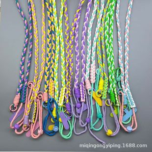 Ins Stitching Twist Three Strand Adjustable Long and Long Mobile Phone Lanyard Crossover Backable Outdoor Mountaineering Anti-losing Anti-theft