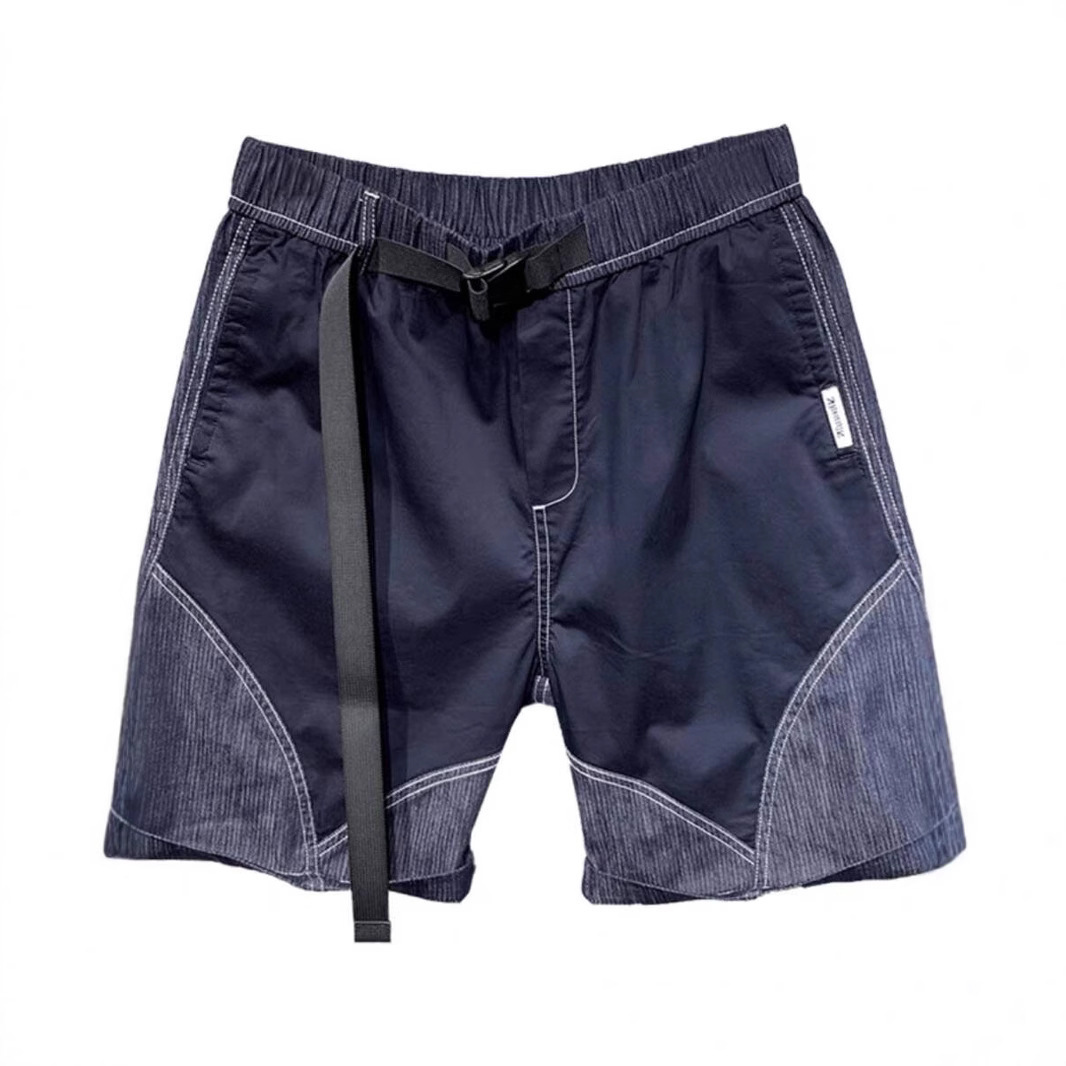 Herren-Jeansshorts mit Farbblock-Design für Jungen – Sommermode mit einzigartigem Stil und vielseitigem Schnallengürtel – Freizeitkleidung für Teenager_voghion.com