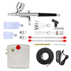 Factory Direct Supply Cross-Border Best-Selling Mini Automatic Stop Machine Dual-Action Spray Gun Air Pump Set Model Spray Paint Nail Art Tattoo