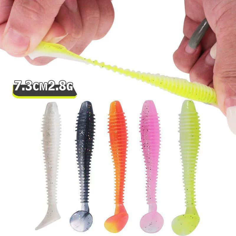 Мягкая приманка Paddle Tail (Luya) — многоцветная, имитации хвоста весла 4,5–7,5 см, различные веса