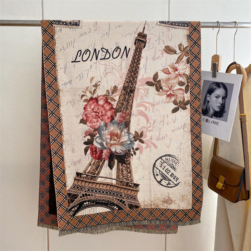Ethnic style scarf women's winter warm large shawl Yunnan Tibet travel outer cape coat ethnic shawl trend