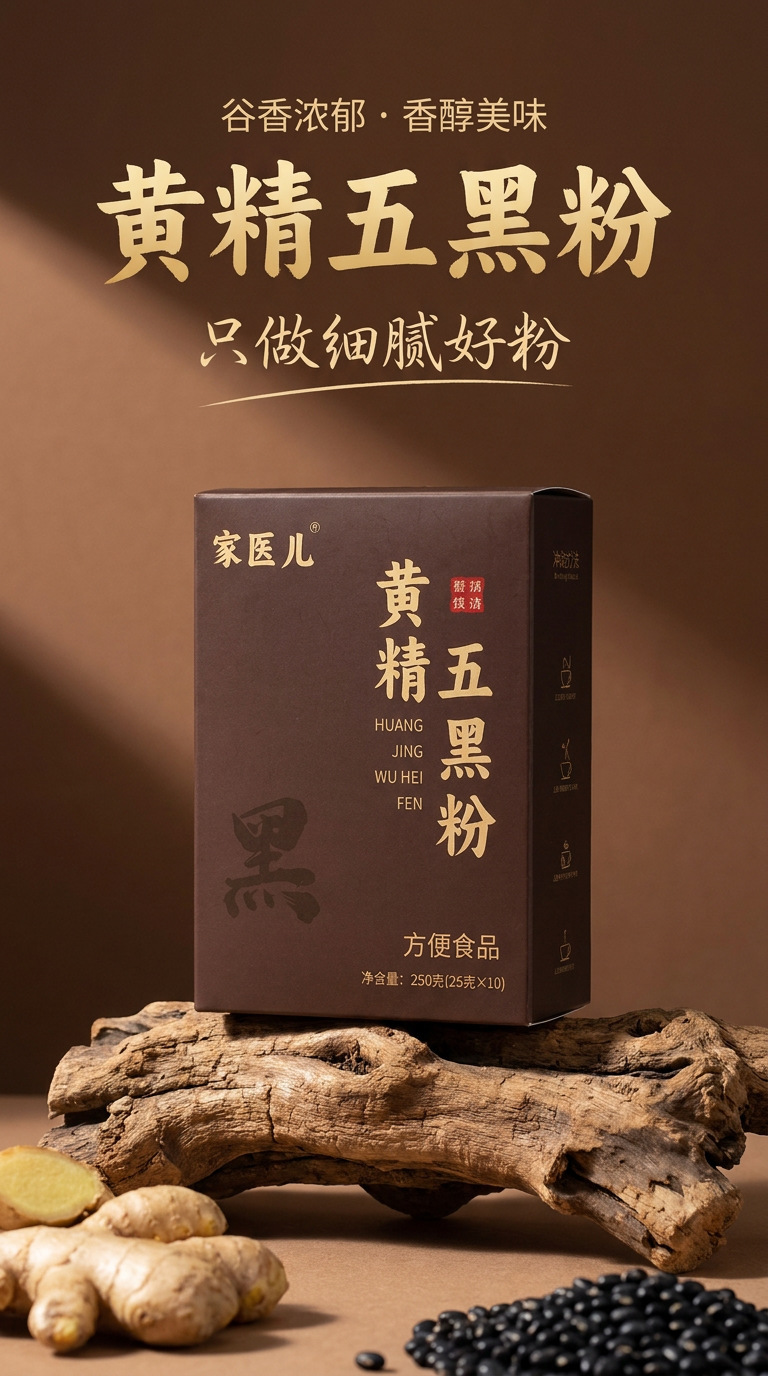 Huang Jing Di Huang Five Black Powder 175g Sachets Herbal Meal Replacement Drink Mix specifications
