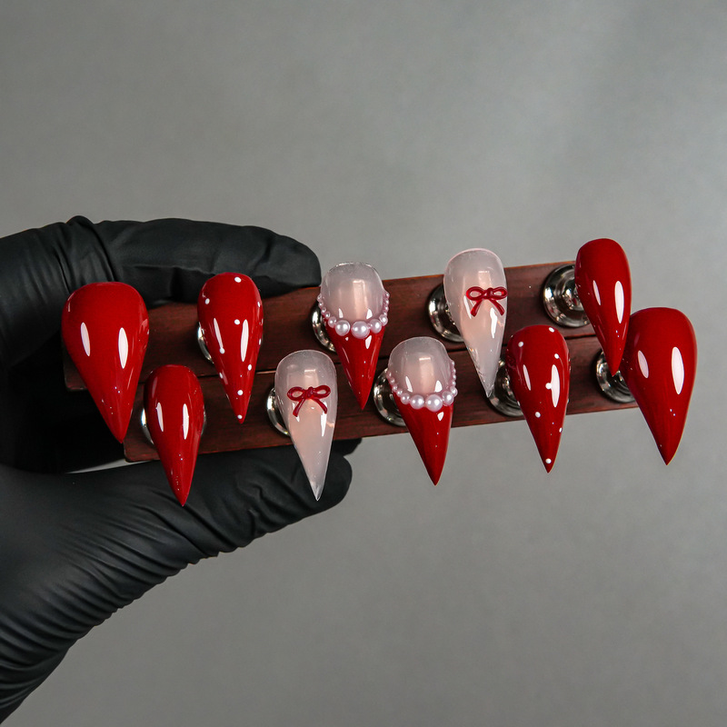 Fresh and gentle style dragon claw ultra-sharp pink-white gradient fake nails, high-quality, detachable manicure Fresh and gentle style dragon claw ultra-sharp pink-white gradient fake nails, high-quality, detachable manicure