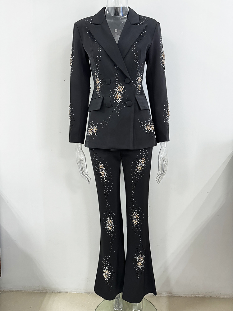 Women's Clothing In stock 2024 celebrity fashion new heavy beaded hot diamond suit jacket trousers suit two piece suit_voghion.com